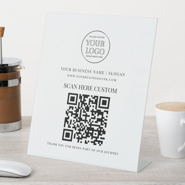 Minimal Business Logo Scan QR CODE Pedestal Sign (In SItu)