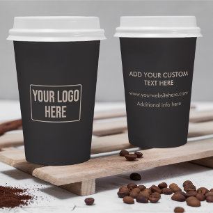 Minimal Business Logo Simple Soft Black Coffee Paper Cups