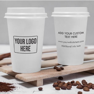 Minimal Business Logo Simple White Coffee Paper Cups