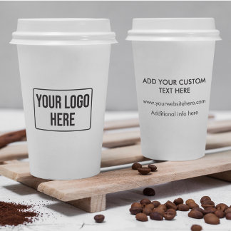 Minimal Business Logo Simple White Coffee Paper Cups