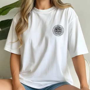 Minimal Business Name And Custom Brand Logo  T-Shirt
