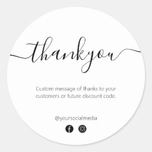 Minimal Business Thankyou Order Packaging Classic Round Sticker