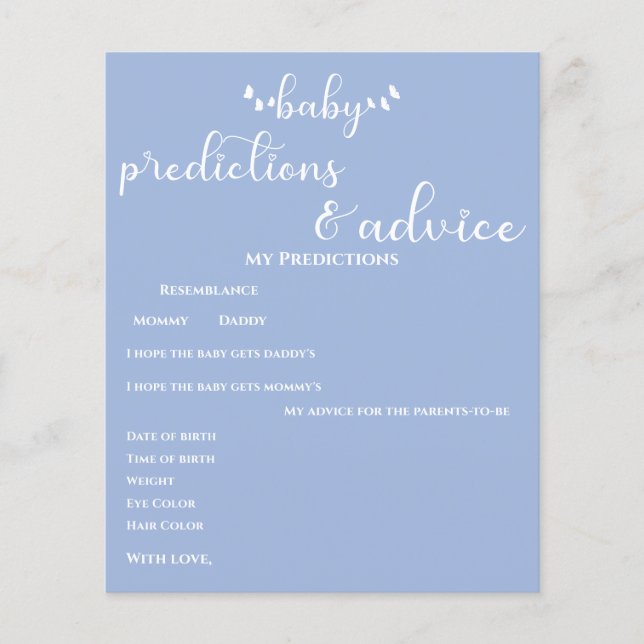 Minimal Butterfly Calligraphy Baby Shower Game (Front)
