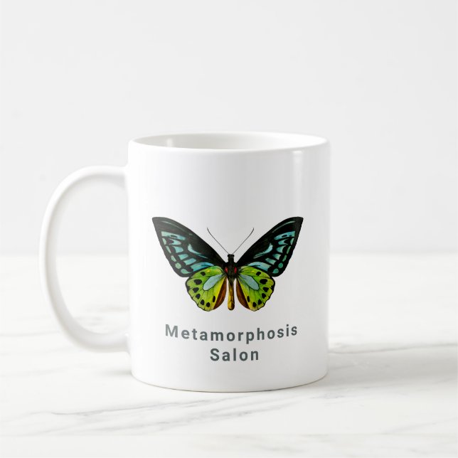 Minimal Butterfly Logo Elegant Beauty Salon  Coffee Mug (Left)