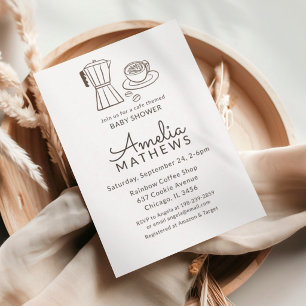 Minimal Cafe Themed Baby Shower Invitation