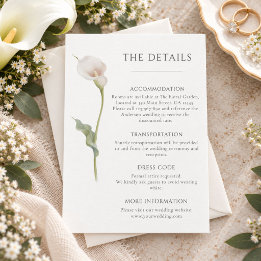 Minimal Calla Lily Elegant Wedding Details Enclosure Card