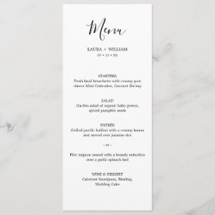 Minimal Calligraphy Christmas Wedding Dinner Menu