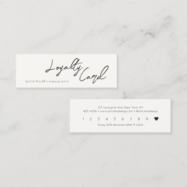 Minimal Calligraphy Handwritten Business Loyalty Card (Front/Back)
