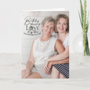 Minimal Calligraphy Photo Birthday Daughter-in-law Card