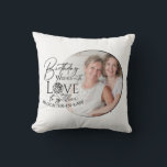 Minimal Calligraphy Photo Birthday Daughter-in-law Cushion<br><div class="desc">This birthday design for a nephew features expressive calligraphy paired with clean, modern typography that highlights love, celebration, and heartfelt birthday wishes. The flowing script and bold lettering are thoughtfully arranged beside a circular photo frame, allowing a personal photograph of the nephew to blend naturally with the text. Delicate decorative...</div>