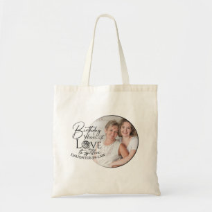 Minimal Calligraphy Photo Birthday Daughter-in-law Tote Bag