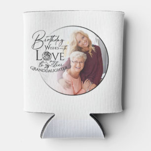 Minimal Calligraphy Photo Birthday Granddaughter Can Cooler