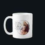 Minimal Calligraphy Photo Birthday Granddaughter Coffee Mug<br><div class="desc">This modern minimalist birthday design for a granddaughter features graceful calligraphy blended with clean, contemporary typography that gently highlights love and birthday wishes. The flowing handwritten script is balanced with simple lettering and generous spacing, creating a calm, uncluttered composition. A soft circular photo frame integrates naturally with the typography, allowing...</div>