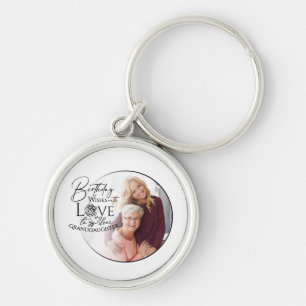 Minimal Calligraphy Photo Birthday Granddaughter Key Ring