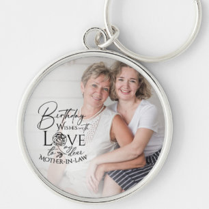 Minimal Calligraphy Photo Birthday Mother-in-law Key Ring