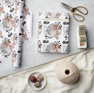 Minimal Calligraphy Photo Birthday Mother-in-law Wrapping Paper
