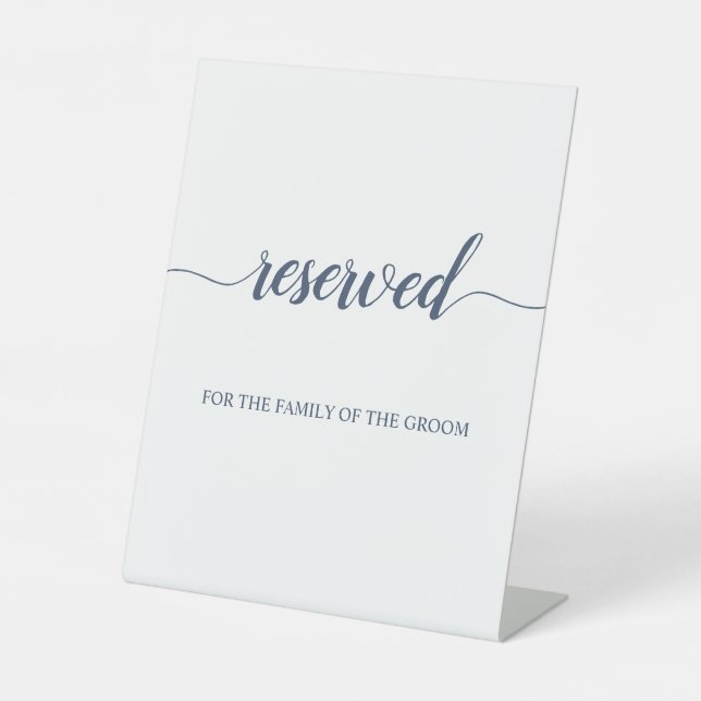 Minimal Calligraphy Reserved Wedding Seating Pedestal Sign (Front)