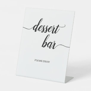 Minimal Calligraphy Script Wedding Dessert Bar Pedestal Sign
