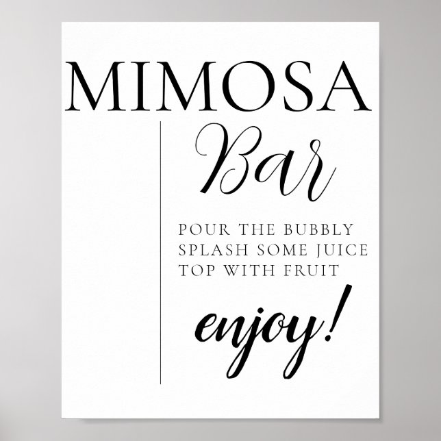 Minimal Calligraphy Text Script Mimosa Bar Sign (Front)