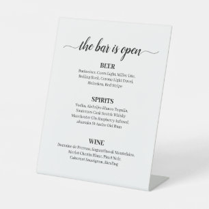 Minimal Calligraphy Wedding Bar Menu Pedestal Sign