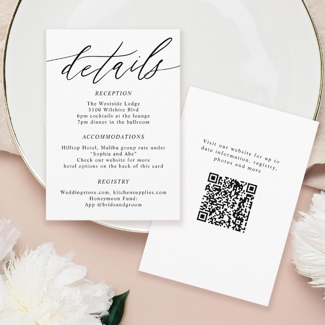 Minimal Calligraphy Wedding Details Enclosure Card (Creator Uploaded)