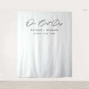 Minimal Calligraphy Wedding Photo Booth Backdrop Tapestry