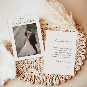 Minimal Calligraphy Wedding Photos Thank You Card