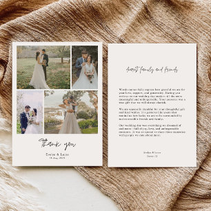 Minimal Calligraphy Wedding Photos Thank You Card