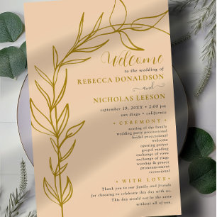 Minimal Calligraphy Wedding Program