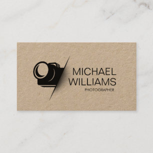 Minimal Camera Cut Shape Photographer Business Card