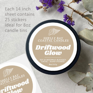 Minimal candle brown driftwood label sheet 25