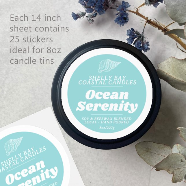 Minimal candle ocean aqua blue label sheet 25 (Creator Uploaded)