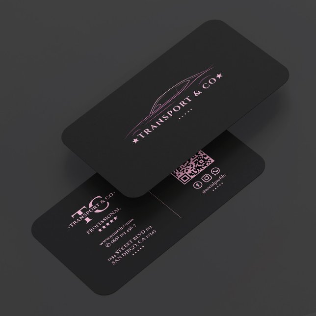 Minimal Car Driver Chauffeur Pink Black Transport Business Card (Minimal Car Driver Chauffeur Pink Black Transport Business Card
)