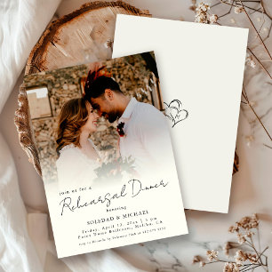Minimal Casual Script Photo   Rehearsal Dinner  Invitation