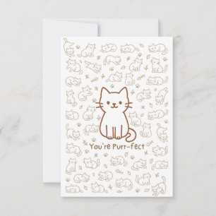 Minimal Cat Doodle Card Line Drawing