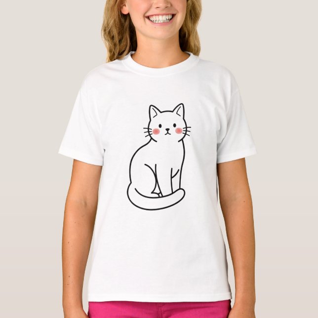Minimal Cat T-Shirt – Cute Simple Kitty Design (Front)