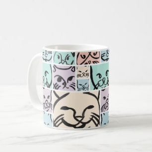 Minimal Cats Line Art Collage Coffee Mug