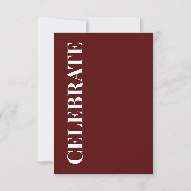 Minimal CELEBRATE | Deep Red Holiday Greeting Card (Front)