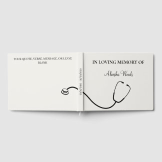 Minimal Celebration of Life Nurse Funeral Sign-in  Guest Book