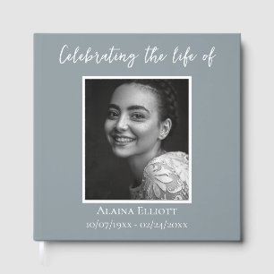 Minimal Celebration of Life Photo Custom Funeral  Guest Book