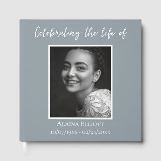 Minimal Celebration of Life Photo Custom Funeral  Guest Book