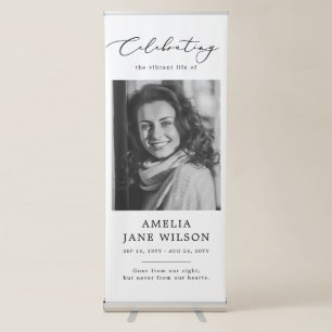 Minimal Celebration Of Life Photo Funeral Memorial Retractable Banner
