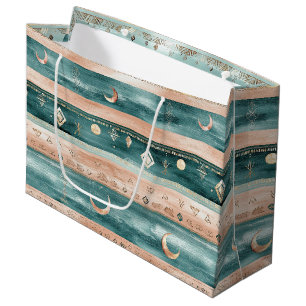 Minimal Celestial Stripe in Earth Tones Large Gift Bag
