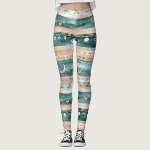 Minimal Celestial Stripe in Earth Tones Leggings