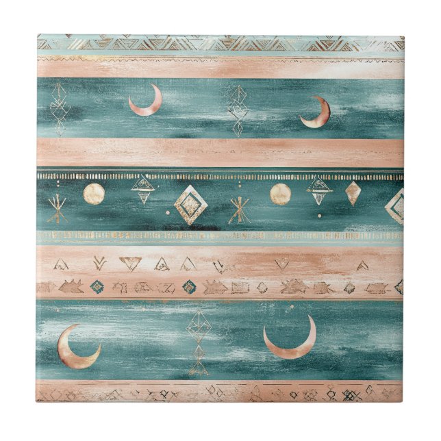 Minimal Celestial Stripe in Earth Tones Tile (Front)