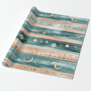 Minimal Celestial Stripe in Earth Tones Wrapping Paper
