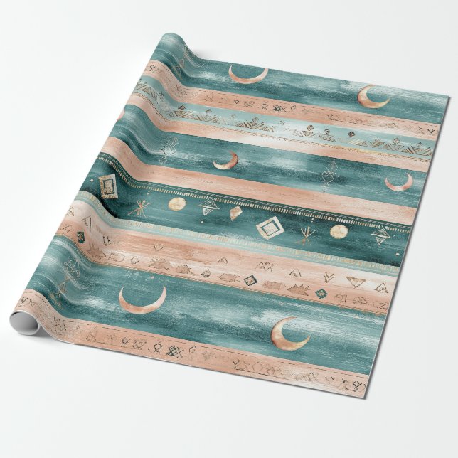 Minimal Celestial Stripe in Earth Tones Wrapping Paper (Unrolled)