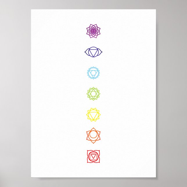 Minimal Chakra Line Symbols Poster (Front)