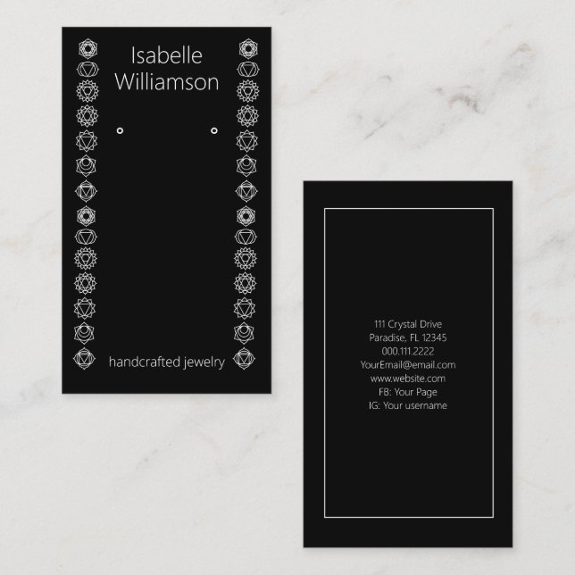Minimal Chakras Handmade Jewellery Earring Display Business Card (Front/Back)