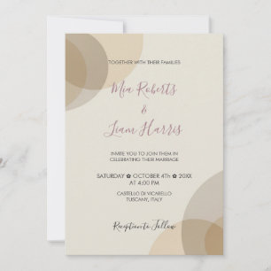 Minimal Champagne Ivory Circles Wedding Invitation